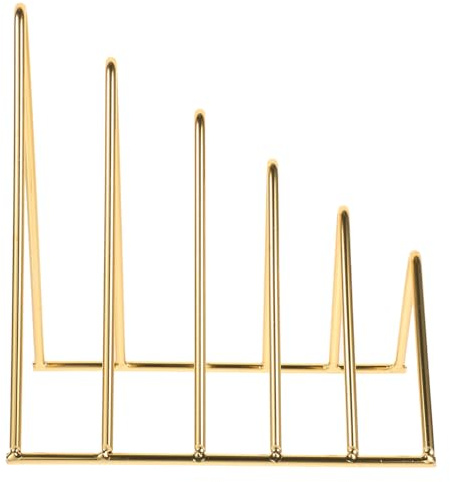 EXHUMKY Étagère de Bureau en Fer Forgé Doré, Porte-livres Triangulaire Stable, Support de Rangement pour Dossiers et Livres Lourds, Organiseur Multifonction pour Bureau et Maison, 1 Pièce