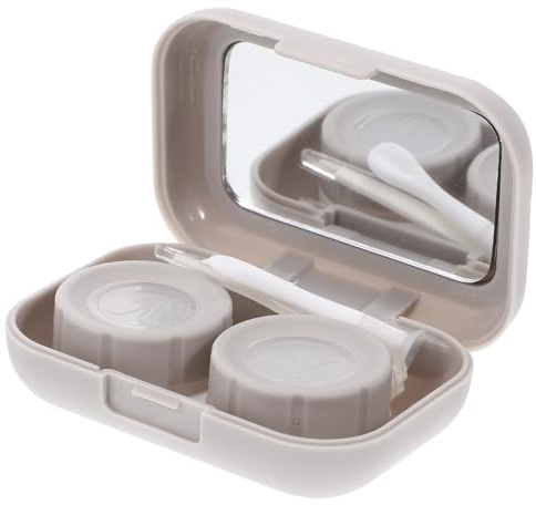 UKCOCO Contact Lens Organizer with Mirror Compact Portable Case for Travel and Outdoor Use Sturdy Grey Storage Box