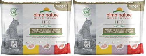 almo nature HFC Natural - Nassfutter für Katzen - mit Huhn - Human-Grade, Gluten-Free, Monoprotein - 55g, 12er Pack