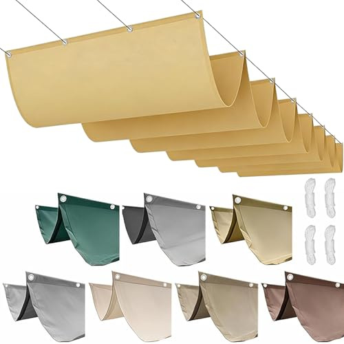 Rectangulaire Voile Ombrage 280 x 350 cm Imperméable, 98% de Protection UV, Résistante Aux Intempéries - Protection Solaire Toile de Marquise Réglable pour Terrasse Garage Jardin, Jaune Sable