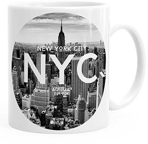 Autiga - Taza con impresión fotográfica de Nueva York City Manhattan Rockefeller Center NYC, color blanco, talla única