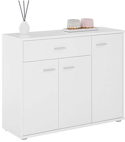 IDIMEX Buffet Salle à Manger CORLAINE L 88 cm Blanc avec 1 tiroir et 3 Portes, bahut Bas, Meuble de Rangement Style Moderne, Commode vaisselier 88 x 70 x 30 cm
