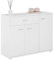 IDIMEX Buffet Salle à Manger CORLAINE L 88 cm Blanc avec 1 tiroir et 3 Portes, bahut Bas, Meuble de Rangement Style Moderne, Commode vaisselier 88 x 70 x 30 cm