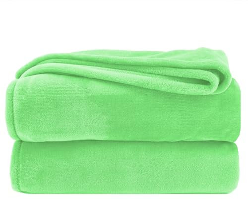 heimtexland ® Premium Flanell Kuscheldecke XL Super Soft Fleecedecke Sofadecke Überwurf Decke Öko-tex Typ380 Hellgrün 200x150