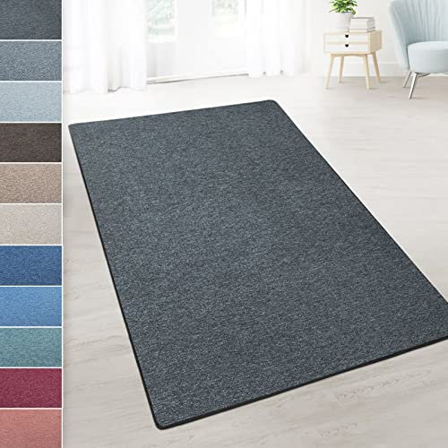 casa pura Teppich Läufer London - Meterware - Teppichläufer für Wohnzimmer, Flur, Küche - Flacher Schlingenflor (Anthrazit - 200x350 cm)