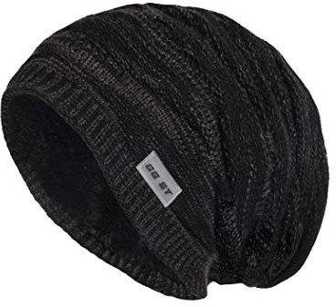 GG ST Wintermütze Herren Long Slouch Dicke Hut Strickmütze Beanie Mit Warmem Fleece Innenfutter Cap