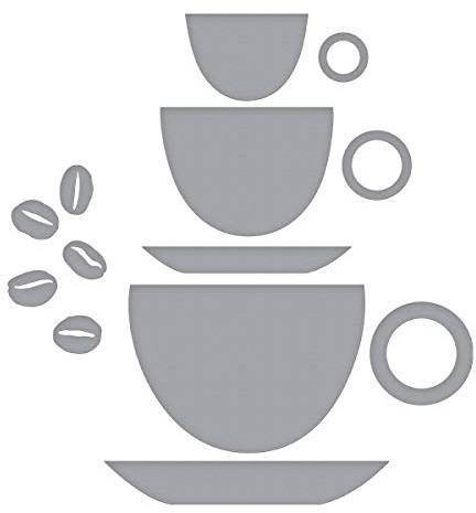 Spellbinders SBS3-346 Die D-Lites Cup and Beans Etched Dies, Cuppa Coffee