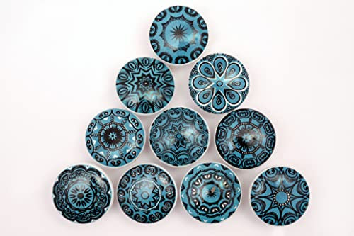 KNOBSWORLD 10 x Mix Vintage Look Flower Ceramic Knobs Door Handle Cabinet Drawer Cupboard Pull Xfer (Aqua Green xfer)