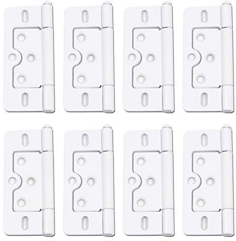 Cabinet Hinges Karcy Non-Mortise Door Hinges 3 Inch Removable White Set of 8