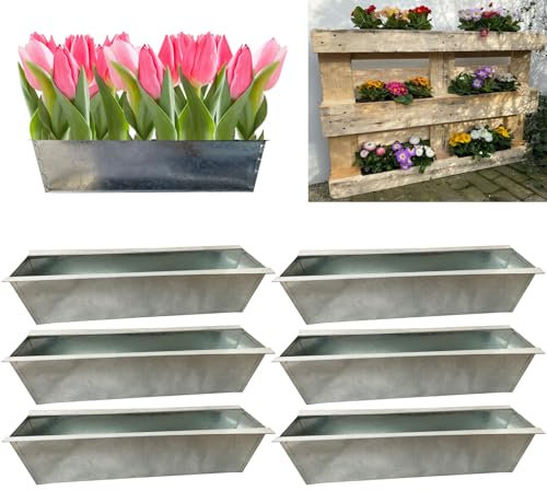 Hossi's Wholesale - Set di 6 fioriere adatte per pallet europei, 38 x 12 x 9 cm