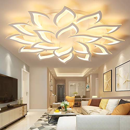 FUMIMID Moderne LED Deckenleuchte Dimmbare Wohnzimmer Deckenlampe Kreative Blumenform Design Acryl Metall Blütenblatt Kronleuchter Schlafzimmer Kinderzimmer Beleuchtung Lampen,18 heads