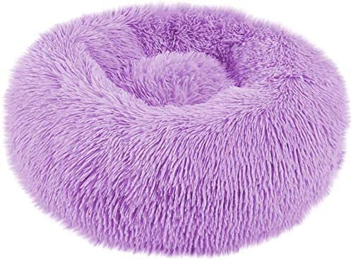 Aldenhoven Goods Hundebett Plüsch Rund Katzenbett Hundekissen Katzenkissen Donut Hundekörbchen 40-120cm Blitzversand (Lila, 40 cm)