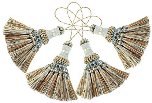 BEL AVENIR 4 Pack Handmade Elegant Polyester Tassel Colorful Tassels for Key Chain Straps DIY Decorative Accessories (Blue)