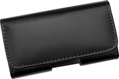AQ Mobile Custodia Orizzontale con Clip per Cintura - Taglia XXXL (dentro: 169 x 78 x 12 mm) per Cellulare/Smartphone, Pelle, nero, magnetica