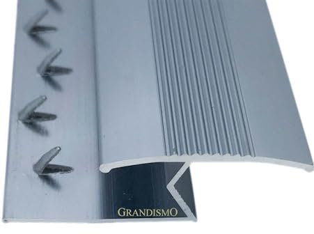 Grandismo® Z Section Extra Long 9ft / 2.7m / 270cm / 2700mm - Carpet to Wood or Laminate Joining Threshold Strip - Trim Metal Door Bar Plate (Grey)