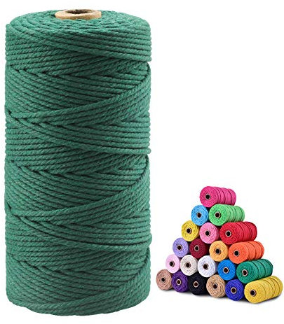 jijAcraft 3MM Macrame Cord, 100M Dark Green Cotton String Twine for Crafts, Graden String Cotton Rope for DIY Crafts Wall Hanging Plant Hanger Knitting Bundling Wrapping
