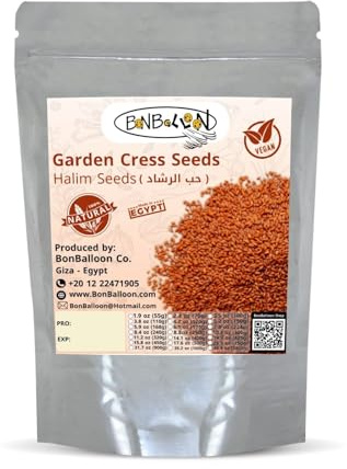 bonballoon ( 26.45 oz / 750 gm ) Organic Herbal Garden Cress Seed Seeds Lepidium Sativum Halim Chandrashoor Chandrasur Cresson De Fontaine For Agriculture & Health حب الرشاد, 26.45 Ounce / 750 gm