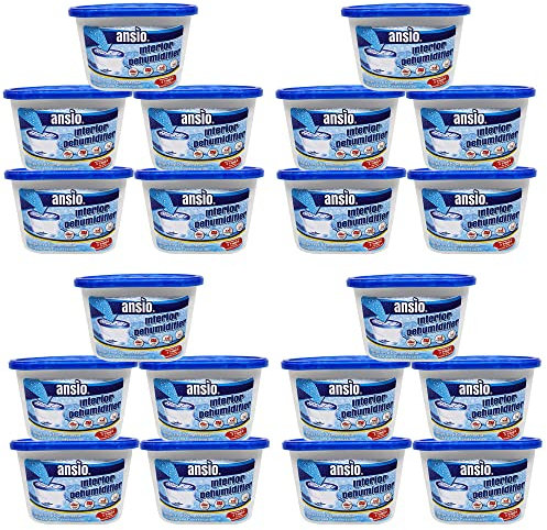 ANSIO Dehumidifier 500ml Pack of 20 Condensation Remover Moisture Absorber Dehumidifiers for Damp, Mould, Moisture in Home, Kitchen, Wardrobe, Bedroom, Caravan, Office, Garage, Bathroom, Basement
