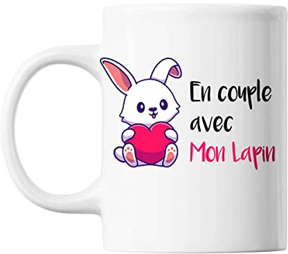 Planetee Mug En couple avec mon lapin | Tasse humour