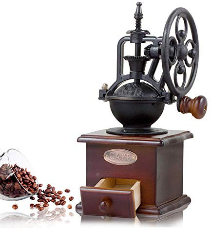Coffee Bean Grinder,Manual Coffee Grinders,with Grind Settings & Catch Drawer, Vintage Hand Held Coffeemaker Small Burr Coffee Grinder Machine for Kitchen, Camping