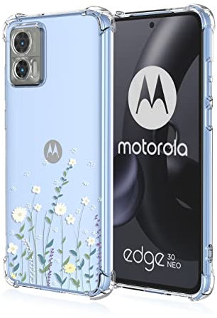 Topme Hülle für Motorola Moto Edge 30 Neo (6.28 Inches), Handyhülle aus Weichem TPU Silikon, Transparent, mit Gemaltem Muster - Blumen 10