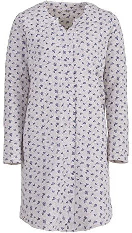 Zeitlos Nachthemd Fleur bleau Damen Thermo Langarm Rundhalsausschnitt Baumwolle Blumen