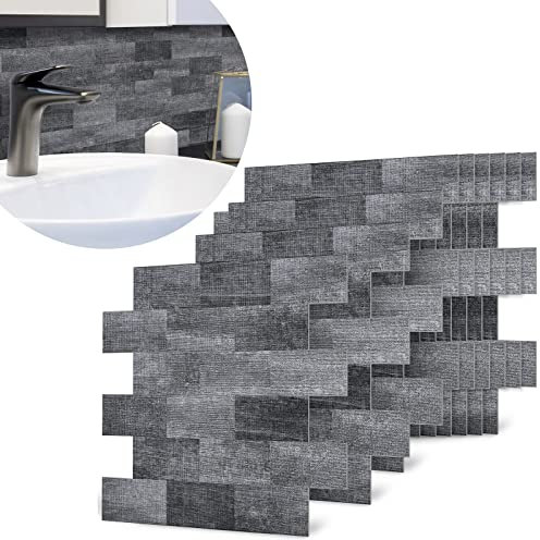 ACXIN 10 Blatt PVC Fliesenaufkleber Küchenrückwand PVC Fliesen Selbstklebend Wandfliesen Selbstklebend Klebefliesen für Bad, Küche, Badezimmer, Waschtisch (34,3 x 29cm, Holztarnung)