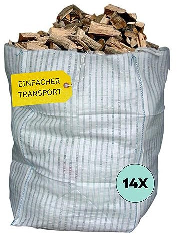 AWOTEX 14 x Big Bag Holz unbeschichtet in 100 x 100 x 165 cm I Big Bag Säcke luftdurchlässig mit geschlossenem Boden I Big Bags mit 900kg Traglast I Baustellen-Zubehör I Holz Big Bag