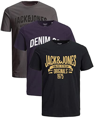 JACK & JONES Herren 3er-Set T-Shirts aus Baumwolle (Slim-fit Mix Opt 1, XXL)