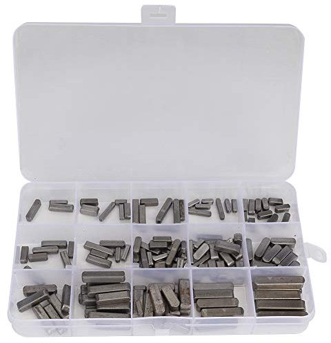 140PCS Round Ended Passfeder Passfedersatz, Round Ended Passfeder Parallel Antriebswelle, Stahl Federschlüssel Federstifte, 16 Arten von Spezifikationen mit Kunststoffbox für Paral