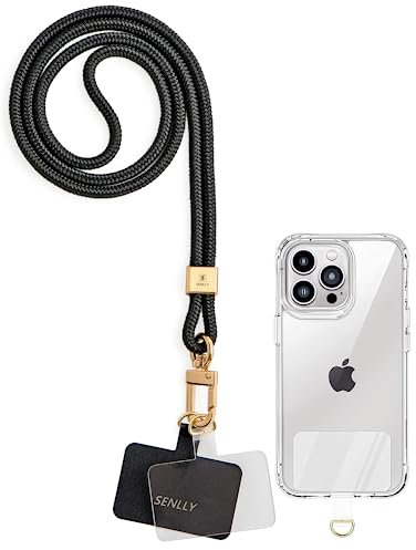 SENLLY Cordón de Teléfono Móvil con Parche Ultrafino, Diseño Minimalista Original Smartphone Correa Cuello Universal