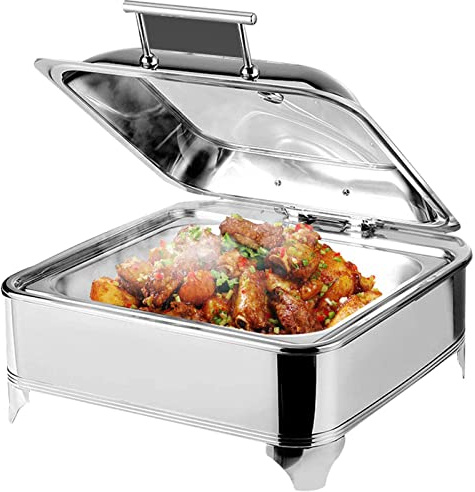 CGLYYDS 6L Chafing Dish Elektrisch,Rund Speisenwärmer Chafing Dish Warmhaltegerät Warmhaltebehälter Edelstahl für Buffet und Party - Essen Frisch und Lecker Halten,B