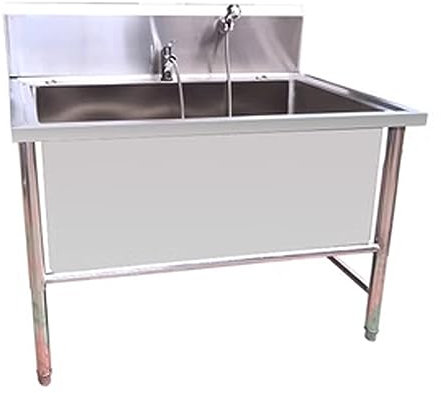 TRGCJGH Baignoire Toilettage Chien en Acier Inoxydable, Baignoire Pour Chien Grande Taille Baignoire Pour Chien Sur Pieds avec Robinet et Accessoires(39in)