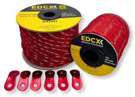 Cordes de hauban réfléchissantes avec tendeur en Alliage d'aluminium, Cordon tendeur en Nylon pour Tente, bâche, Camping, 4 mm (30 m, 50 m) + clés