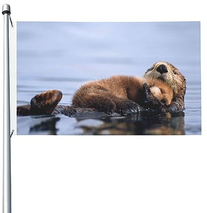 Lazy and Relaxing Otter Flagge 90 x 152 cm Flagge Lustige Outdoor Banner Urlaub Garten Flagge Willkommen Hof Banner Home Garden Yard Rasen Decor Flaggen, Indoor/Outdoor, doppelseitiger Druck