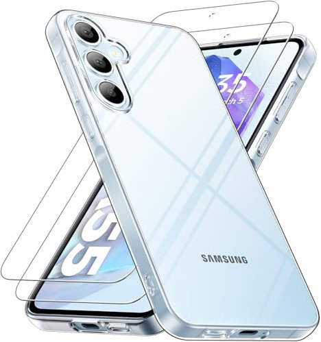 caslord Cover per Samsung Galaxy A55, Anti Ingiallimento Custodia con Assorbimento degli Urti e Anti-Graffio,Custodia sottile in silicone e in TPU antiurto (Trasparente)