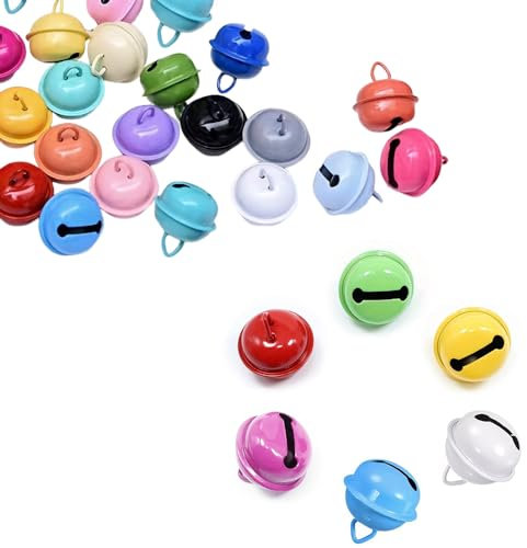 30 Stück bunte Glöckchen aus Metall, runde Glocken, Bastelglocken, kleine Glocken, farbige Weihnachtsglocken für Weihnachten, Windspiele, Schmuck, Ornamente, Urlaub, Zuhause, Party-Dekoration