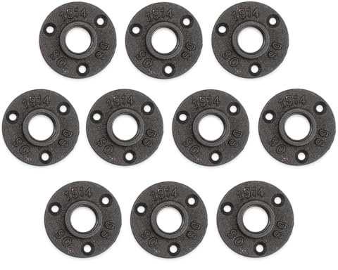 Bohaner Flangia per tubi di colore nero, 10 pezzi da 3/4 con 3 fori BSP, filettatura in metallo per tubi industriali, mobili, bar, ristorante, hotel e fai da te