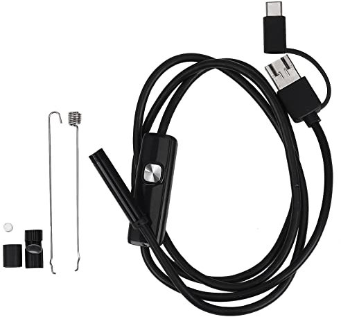 Yheonver 3-In-1 Borescope Inspection Camera Built-in 6 IP67 Waterproof USB Type-C Endoscope for Android Smartphones/PC(1M 7Mm)