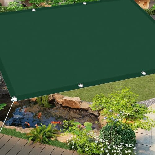 Toldo Vela Impermeable 0.6 x 5 m Rectangular Red de Sombra Malla Sombra Protección Rayos UV Fácil de Colgar con Ojales para Exteriores, Pergola, Jardín,Terrazas, Verde Oscuro