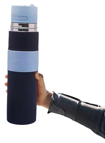 BOMBIYA – Termo mate listo – Mate Argentino 750ml – Termo agua caliente ideal para tu yerba mate – Ideal para viajes, auto o la playa – Kit Mate todo en uno - Color negro (750ml)