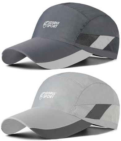 AYPOW 2 Stück Schnell Trocknend Atmungsaktiv Baseball Cap Baseballkappe, Herren Damen Lässig Modisches Leichte Faltbare Outdoor Sportmütze Sportkappe, Waschbar Verstellbar Basecap Sonnenhut, Unisex