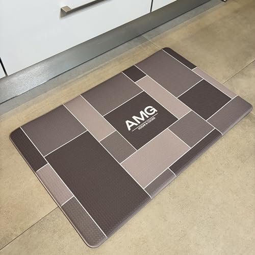 AMG Hogar & Cocina - Alfombra Cocina. Alfombra para Cocina. Alfombra Cocina Lavable Antideslizante, Alfombrilla Cocina. Tapete Cocina. Alfombra Lavable. 75x45cm. (Cuadrados Grises)