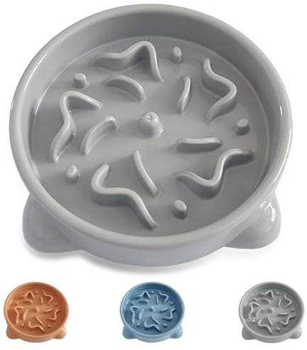 LOS ANDES Slow Feeder Dog Bowl Small, 16cm Slow Eating Dog Bowl Pet Puppy Anti-Choking Bloat Non Skid Pet Bowl Puzzle Feeder Healthy Eating Bowl (Small, Grey)