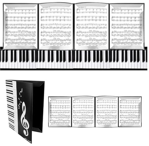 NCCHDZSW Notenmappe für Notenblätter Notenordner 6 Seitig Notenblätter A4 Wasserdicht Schwarz Chormappe Musik Faltbar Ordnungsmappe für Notenblätter Klavier Gitarre Violine