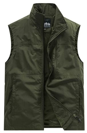 Herren Outdoor Weste Winter Leicht Anglerweste Jagdweste mit Vielen Taschen Fischerweste Ärmellose Jacke Hundeweste Wanderweste Anglerweste Weste Freizeit Ärmellos Jacke Camping Fotografie Weste L