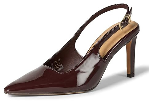 Amazon Essentials Scarpe Décolleté con Cinturino Posteriore Donna, Marrone Pelle Verniciata, 43 EU