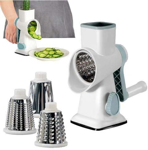 Syayw Cheese Grater, Rotary Graters for Kitchen - Multifunctional Grater with Handle Manual Slicer - Non Slip Rotary Cheese Grater, Vegetable Grinder for Vegetables and