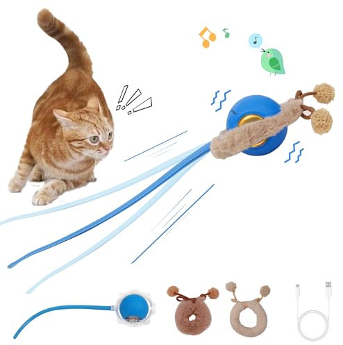 Pet Prime Interaktives Katzenball Spielzeug, Mit Vogelstimmenmusik, Katzenspielzeug Elektrisch mit USB-C Aufladbar, Katzen Spielzeug Ball mit LED-Licht DREI Arbeitsmodi