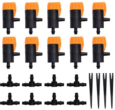 HOINCO Kit d'Irrigation de Jardin,Micro - Goutteur Réglable,Support de Tuyau pour Tuyaux d'Irrigation 4/7 ou 3/5,4 / 7mm Trois Voies Raccord de Tuyau Barbelé